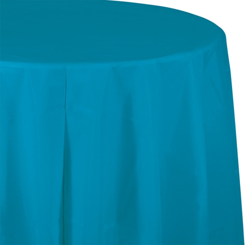 12 pc Bulk Turquoise Round Plastic 82 inch Table Covers
