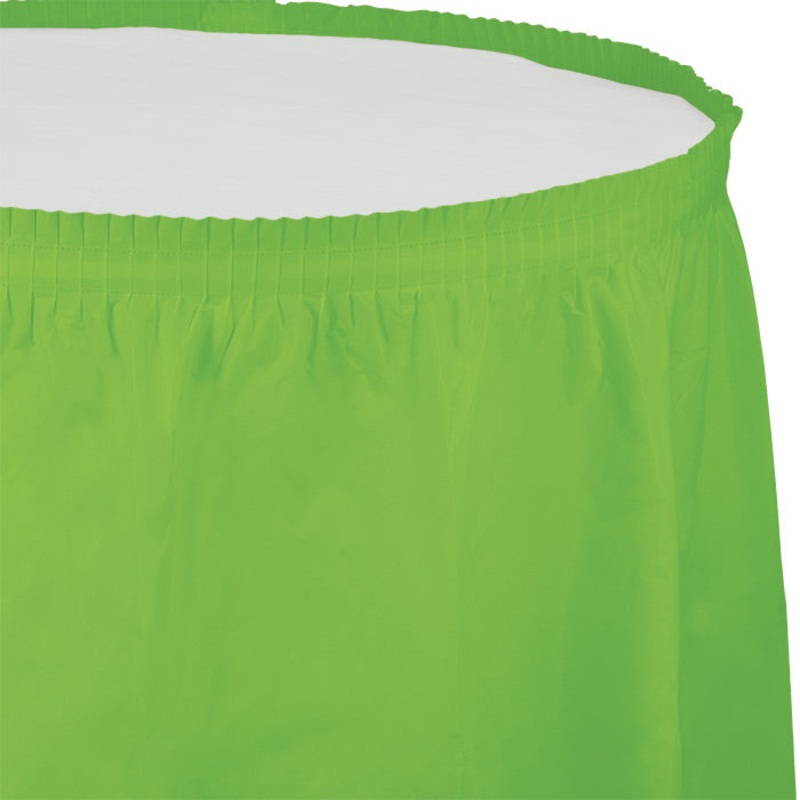 6 pc Bulk Fresh Lime Plastic Tableskirt 29 inch x 14 ft