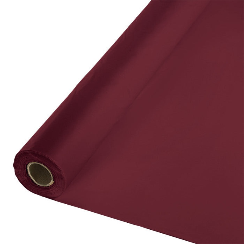 Burgundy Plastic Banquet Table Roll 100ft x 40 inch