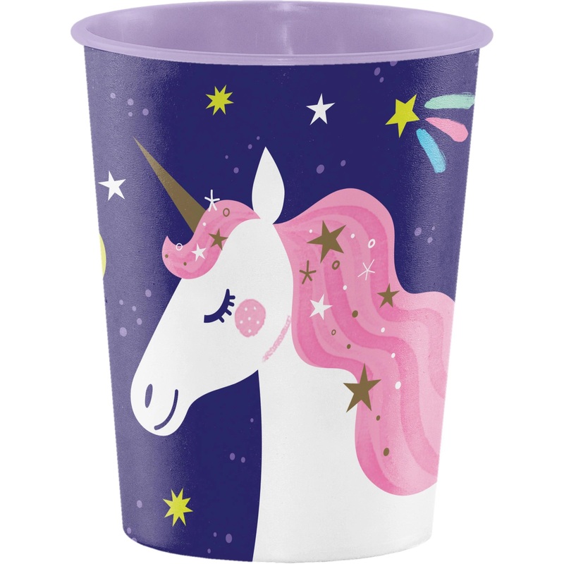 12 pc Bulk Unicorn Galaxy Plastic Keepsake Cup 16oz.