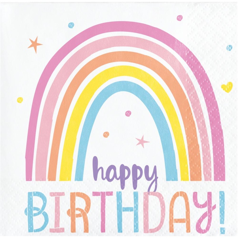 192 pc Bulk Happy Rainbow Paper Beverage Napkins