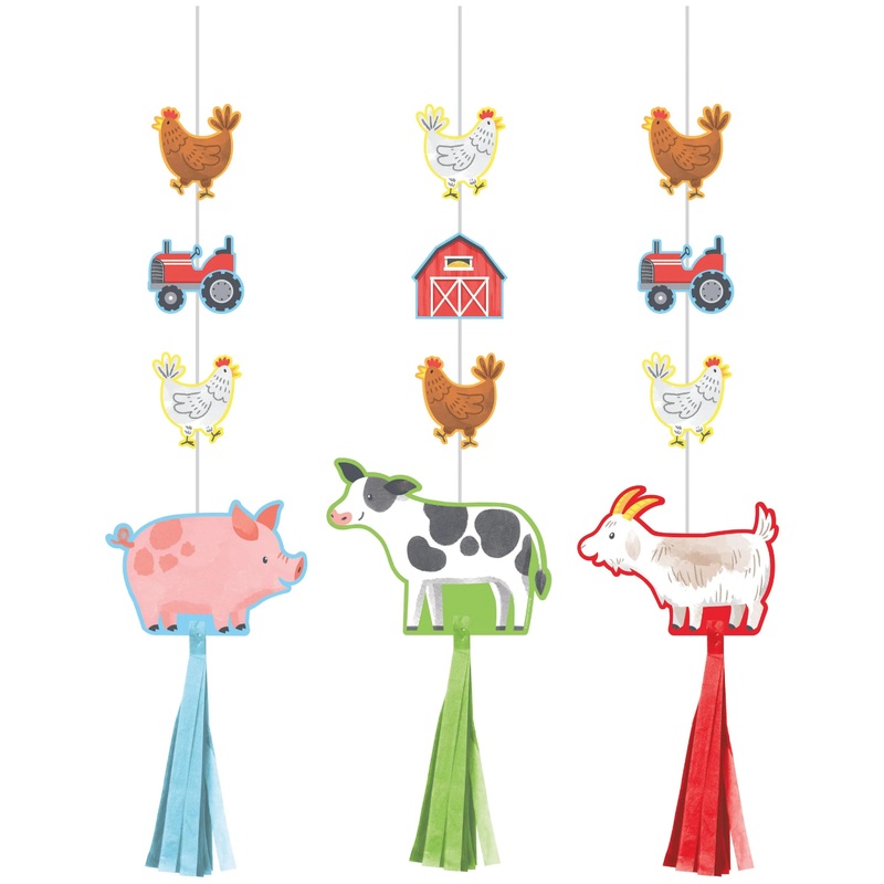 36 pc Bulk Farm Animals Hanging Cutouts w/ Tassels