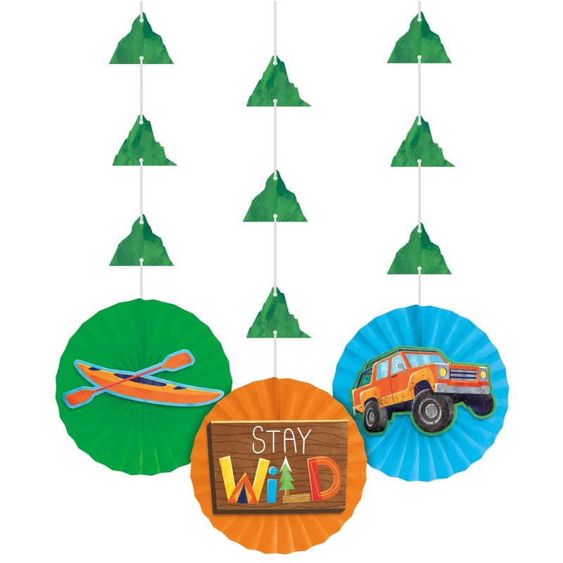 36 pc Bulk Outdoor Adventure Hanging Decor w/ Cutouts and Paper Fans