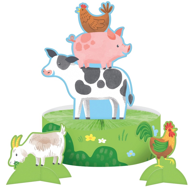 6 pc Bulk Farm Animals Honeycomb Centerpiece w/ Stands
