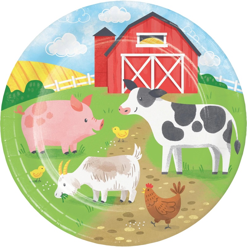 96 pc Bulk Farm Animals 8.75 Inch Dinner Plate