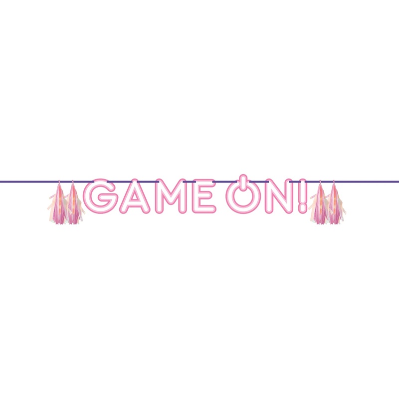 6 pc Bulk Gamer Girl Letter Banner w/ Tassels, Iridescent