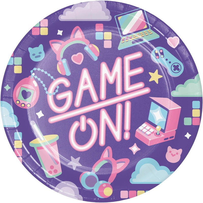 96 pc Bulk Gamer Girl 8.75 Inch Dinner Plate
