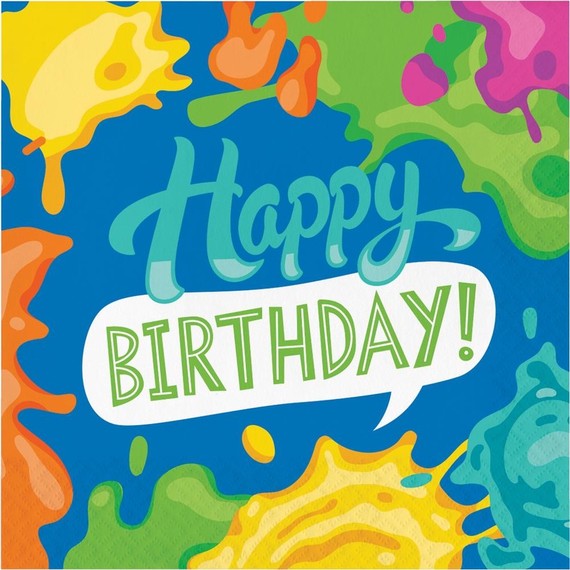 192 pc Bulk Paint Splatter "Happy Birthday" Napkins
