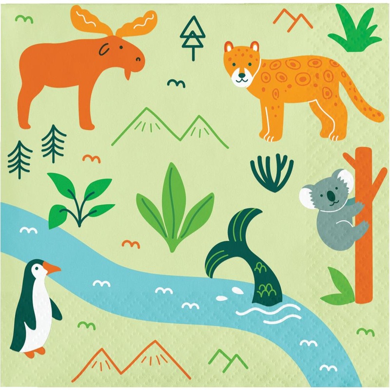 192 pc Bulk World Adventure Wildlife Animal Paper Beverage Napkins