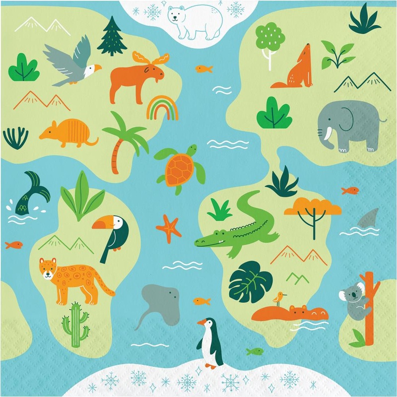 192 pc Bulk World Adventure Wildlife Animal Paper Napkins