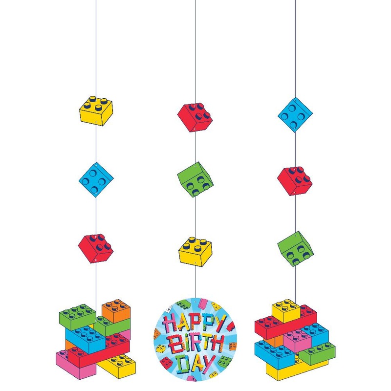 36 pc Bulk Block Bash "Happy Birthday" Toy Blocks Hanging Decorations