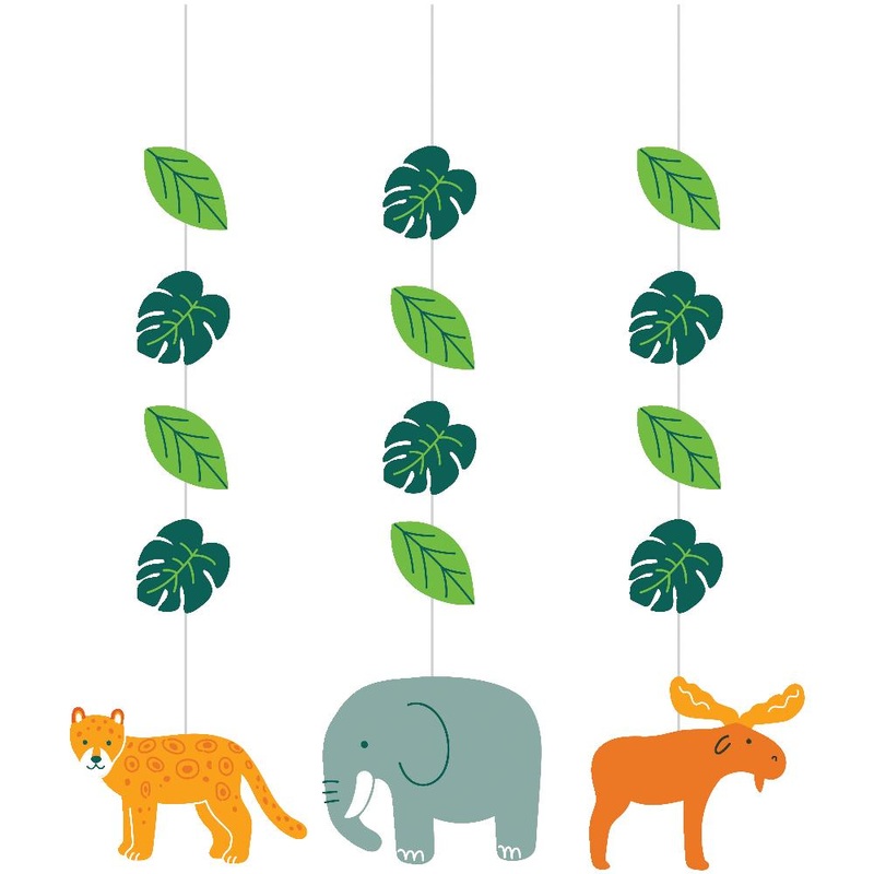 36 pc Bulk World Adventure Wildlife Animal Hanging Decoration with Leaves