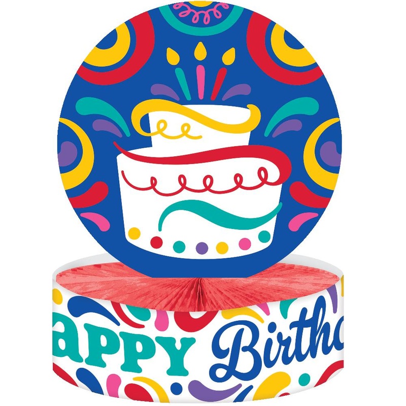 6 pc Bulk Birthday Swirls Honeycomb Centerpiece