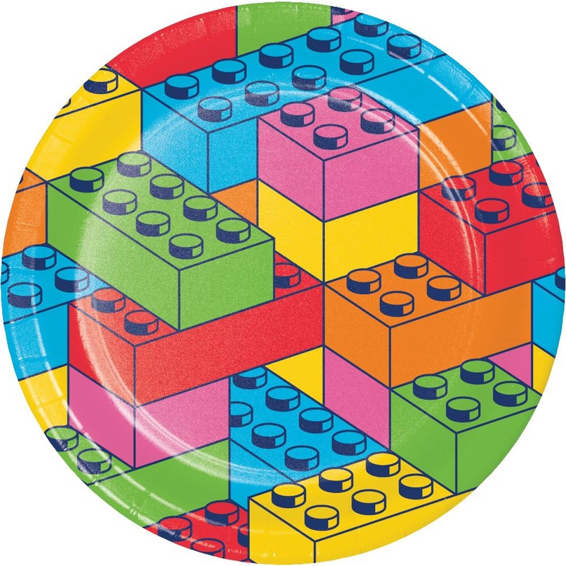 96 pc Bulk Block Bash Toy Blocks Paper Dinner Plates