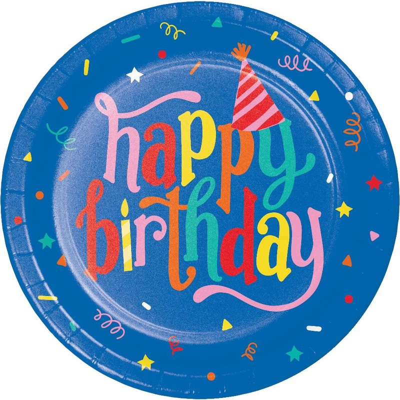 96 pc Bulk Hats Off Birthday Paper Dinner Plate