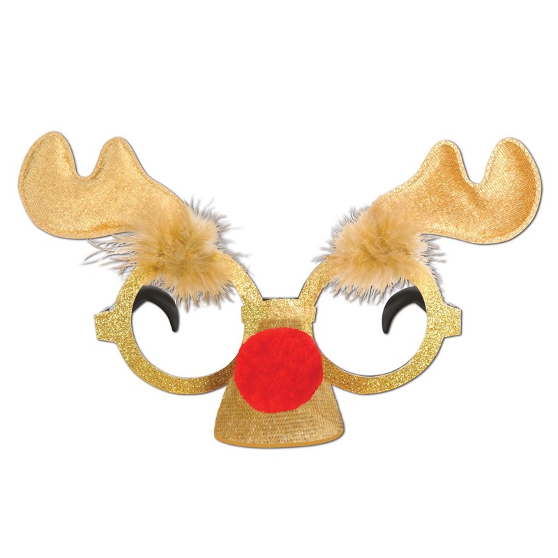 12 Pack Beistle Christmas Glittered Reindeer Glasses