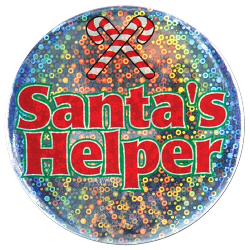 12 Pack Beistle Christmas Santa's Helper Button