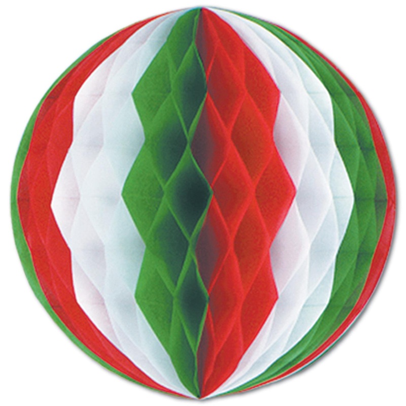 12 Pack Beistle Tissue Ball Decoration - red - white - green