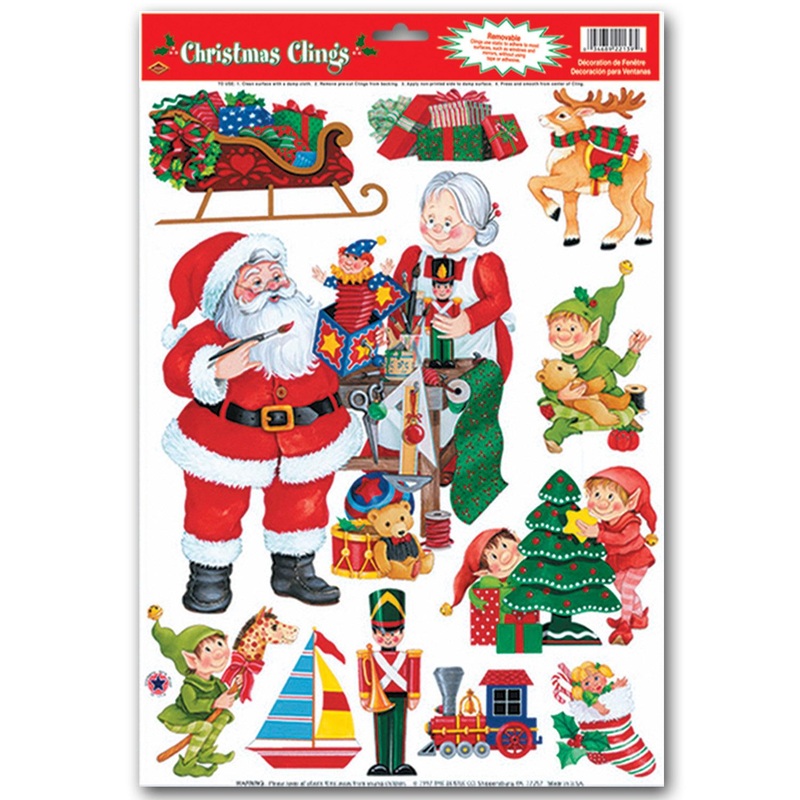 132 Piece Beistle Christmas Santa's Workshop Clings