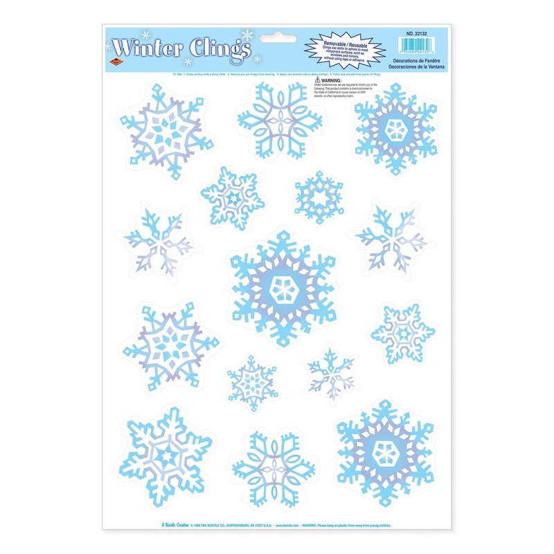 180 Piece Beistle Christmas Crystal Snowflake Clings