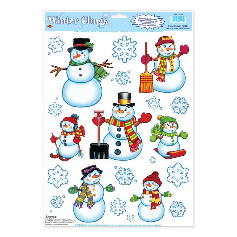 192 Piece Beistle Christmas Snowman/Snowflake Clings