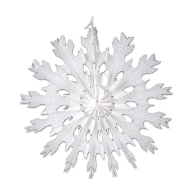 24 Piece Beistle Christmas White Tissue Snowflakes, Asst designs