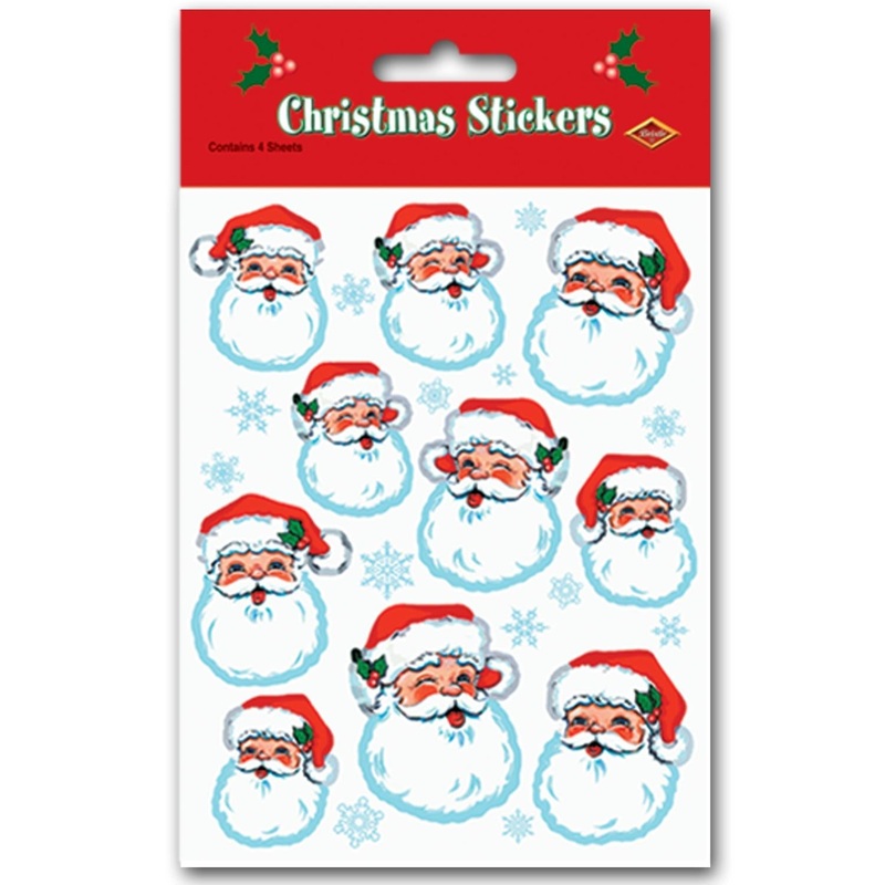48 Pack Beistle Christmas Santa Face Stickers