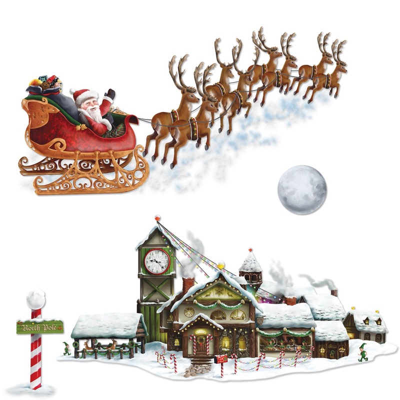 48 Piece Beistle Christmas Santa's Sleigh/Workshop Props