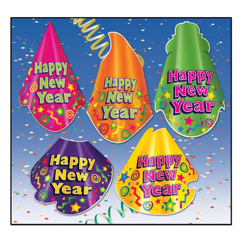 50 Pack Beistle Color-Brite New Year's Eve Party Hats