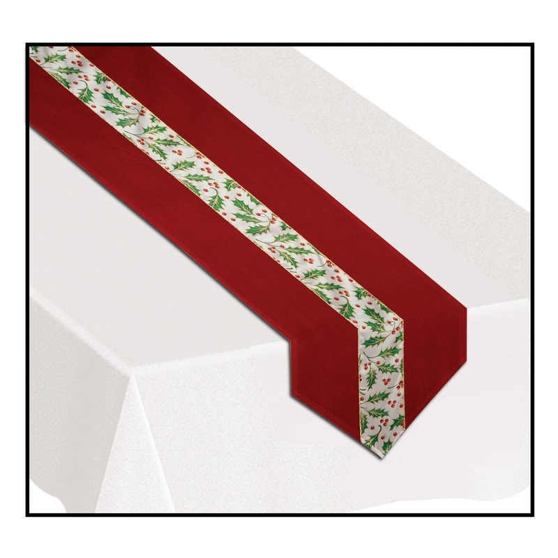 6 Pack Beistle Christmas Holly Fabric Table Runner