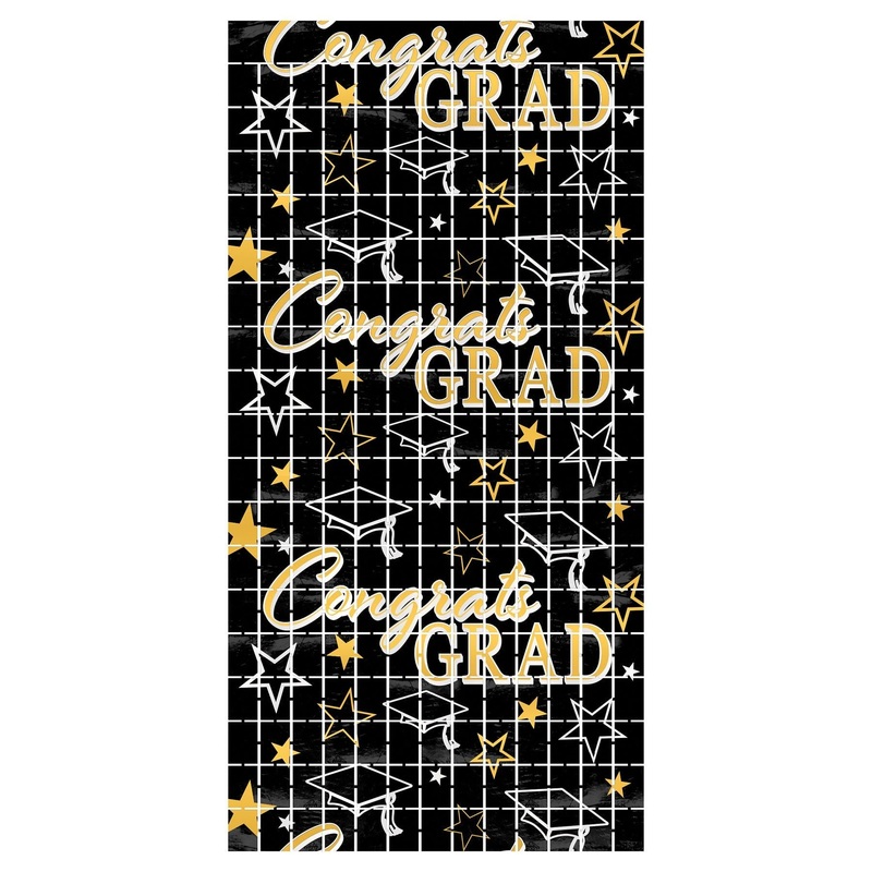 6 Pack Beistle Congrats Grad Metallic Graduation Party Square Curtain