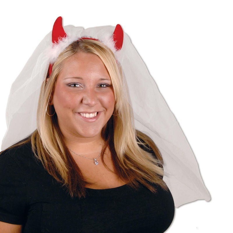 12 Pack Beistle Bachelorette Party Devil Horns Headband with Veil