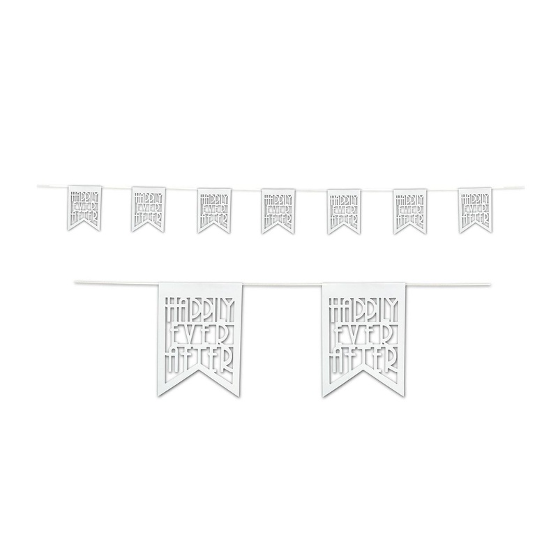 12 Pack Beistle Die-Cut Happily Ever After Wedding Party Pennant Banner