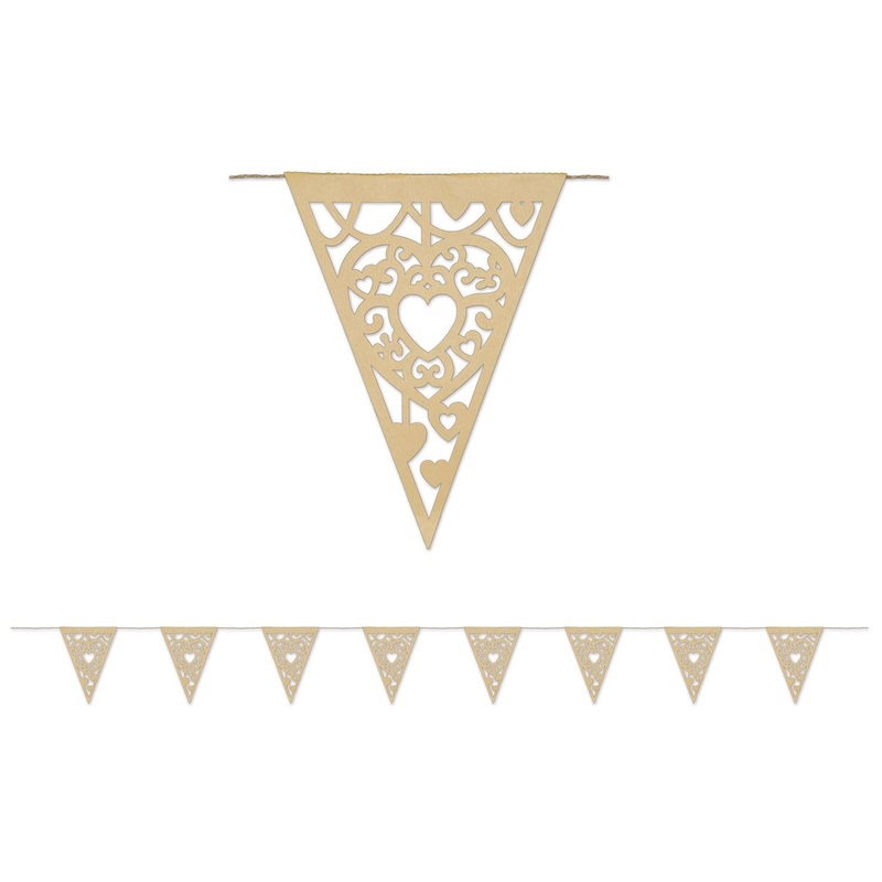 12 Pack Beistle Die-Cut Kraft Paper Heart Wedding Party Pennant Banner