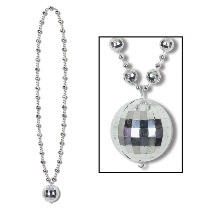 12 Pack Beistle Disco Ball Bead Necklaces with Disco Ball Medallion