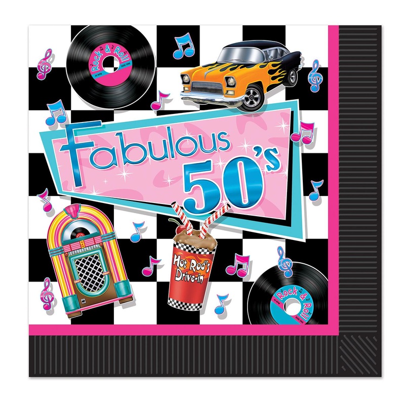 192 Pack Beistle Fabulous 50's Party Luncheon Napkins