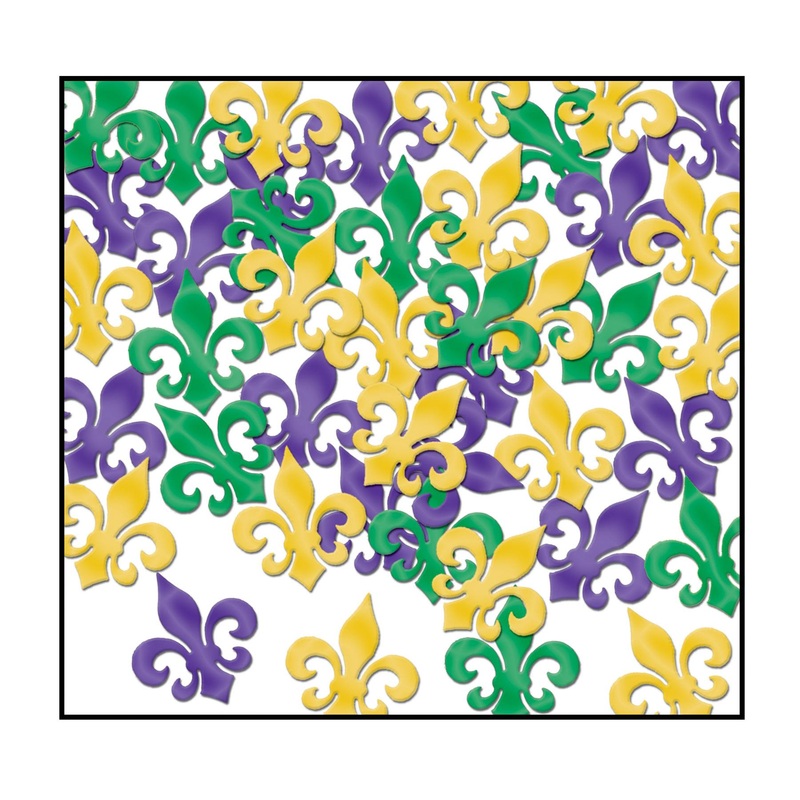 12 Pack Beistle Mardi Gras Confetti Fleur De Lis gold - green - purple (1 Oz per Pack)