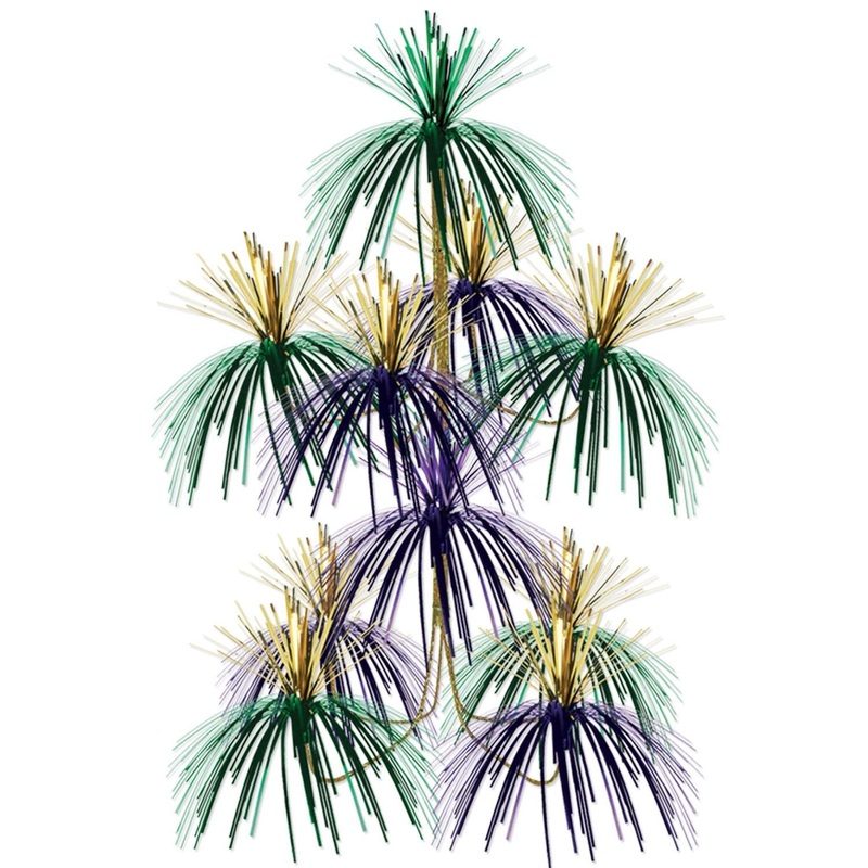 12 Pack Beistle Mardi Gras Firework Chandelier - gold - green - purple