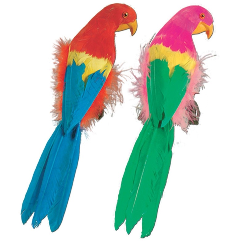 6 Pack Beistle 12 Inch- Luau Party Tropical Parrots, Asst colors
