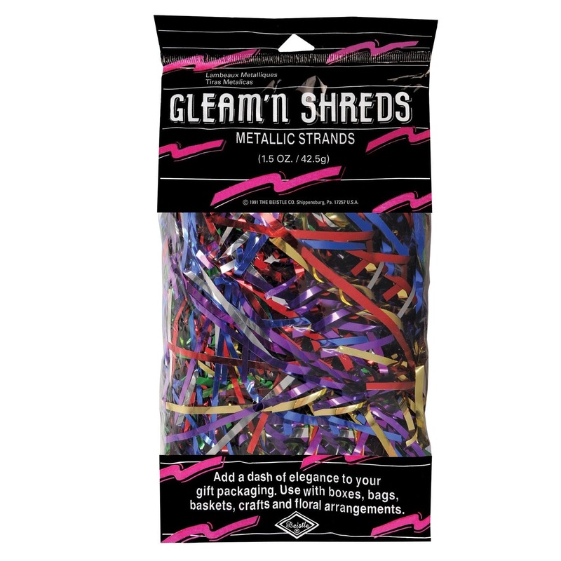 12 Pack Beistle Gleam 'N Party Shreds Metallic Strands multi-color (1.5 Oz per Pack)