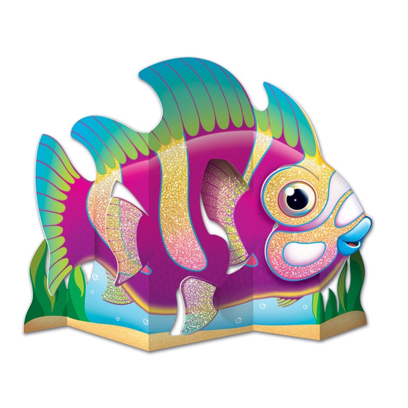 12 Pack Beistle Luau Party 3-D Glittered Fish Centerpiece