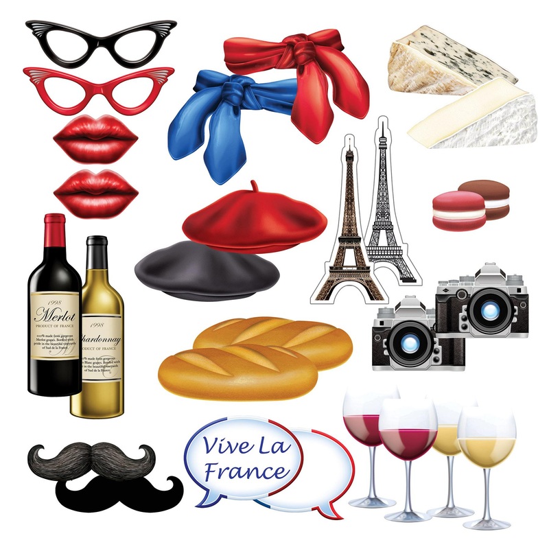 168 Piece Beistle French Party Photo Fun Signs