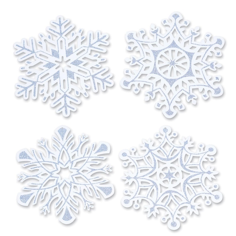24 Pack Beistle Christmas Glittered Snowflake Cutouts
