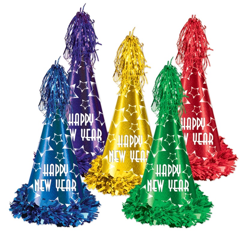 25 Pack Beistle New Year's Eve Gem-Star Party Hats asst colors