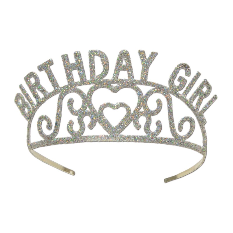 6 Pack Beistle Glittered Metal Birthday Girl Tiara