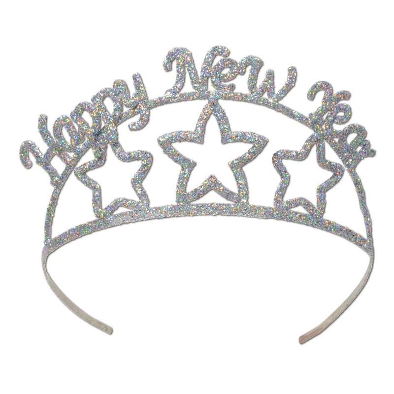 6 Pack Beistle Glittered Metal Happy New Year Tiara