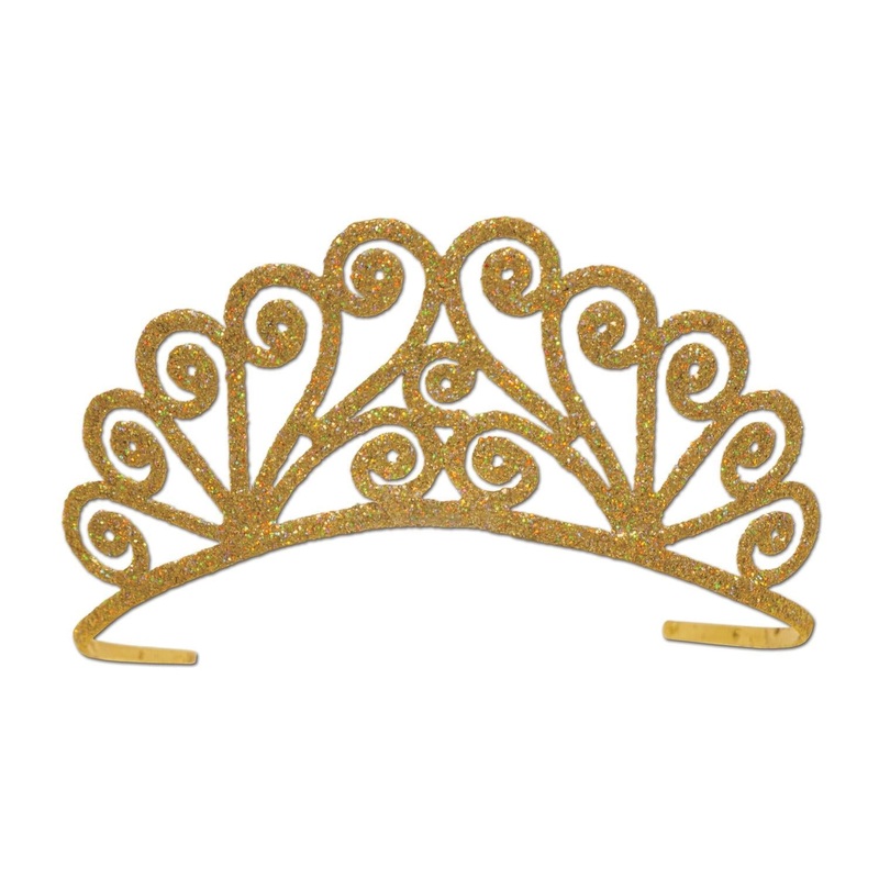 6 Pack Beistle Glittered Metal Princess Tiara - Gold