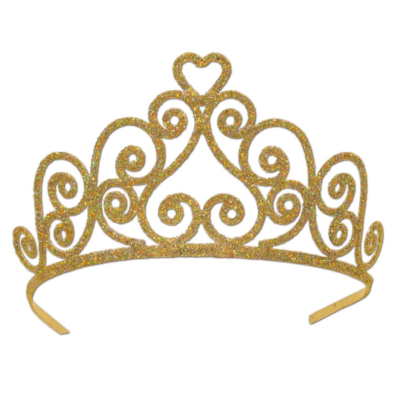 6 Pack Beistle Glittered Metal Royal Tiara - Gold