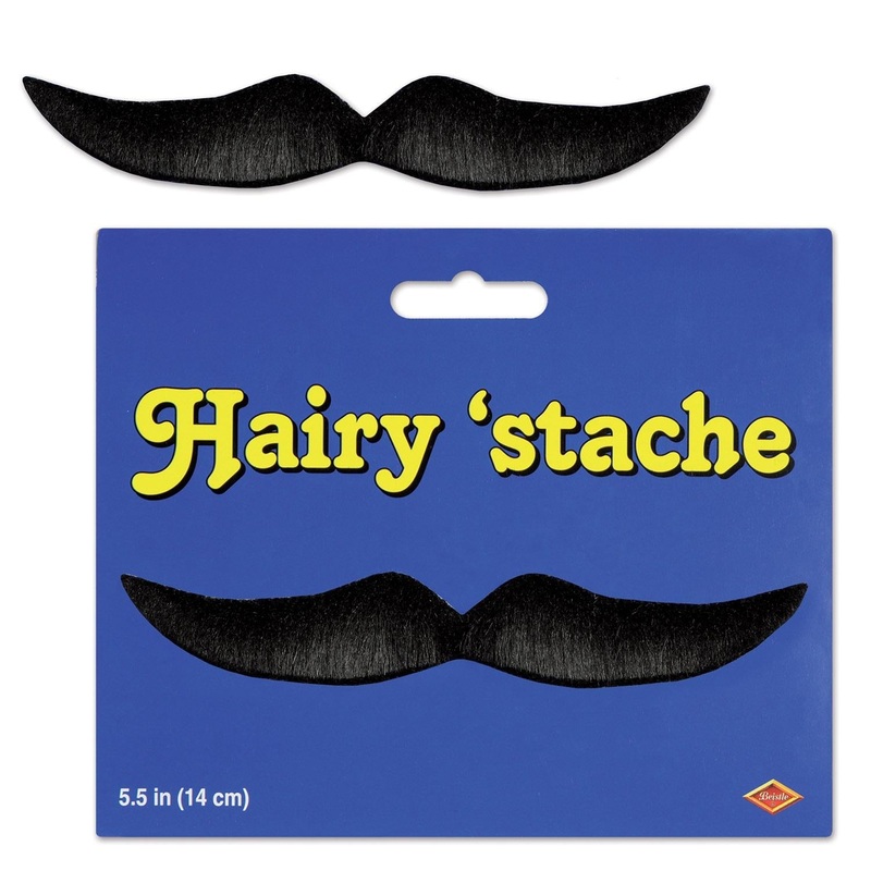 12 Pack Beistle Halloween Hairy 'stache - black - self-adhesive