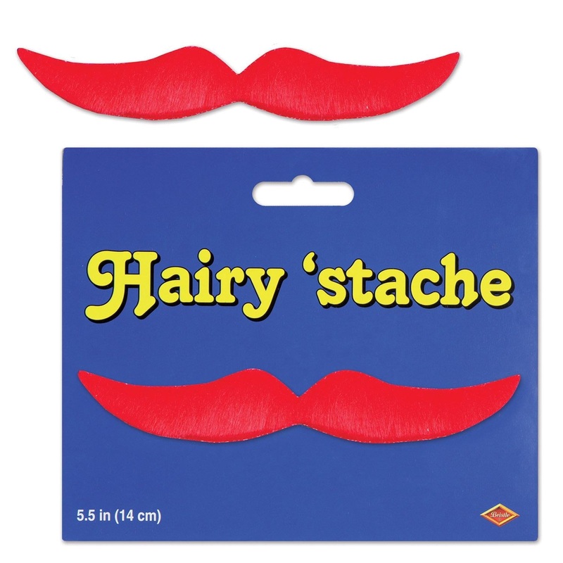 12 Pack Beistle Halloween Hairy 'stache - red - self-adhesive